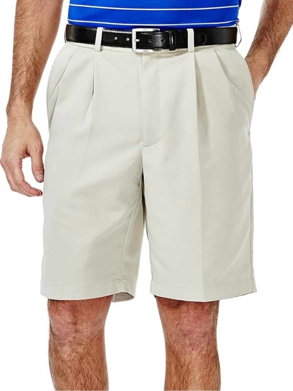 NWT Haggar Cool 18 Performance Shorts Pleated Front Expandable Waist Sz 38 Mens